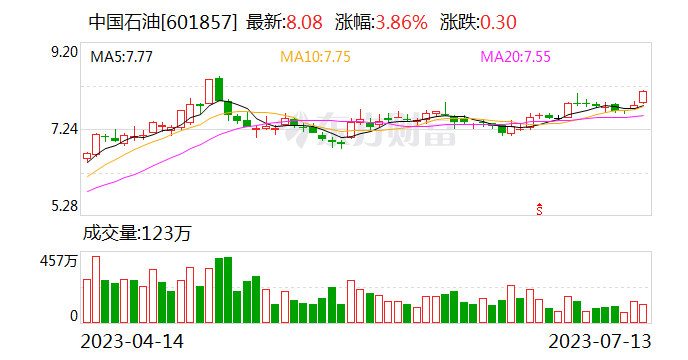 石油板块震荡走高 中国石油涨超4%